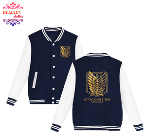 Bradley Jacket Baseball Style Anime of Shingeki No Kyojin (Blue)