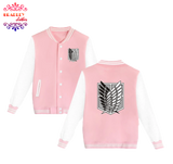 Bradley Jacket Baseball Style Anime of Shingeki No Kyojin (Pink)