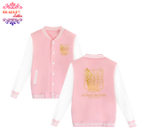 Bradley Jacket Baseball Style Anime of Shingeki No Kyojin (Pink)