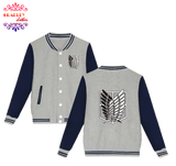 Bradley Jacket Baseball Style Anime of Shingeki No Kyojin (Gray)