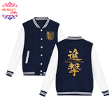 Bradley Jacket Baseball Style Anime of Shingeki No Kyojin (Blue)