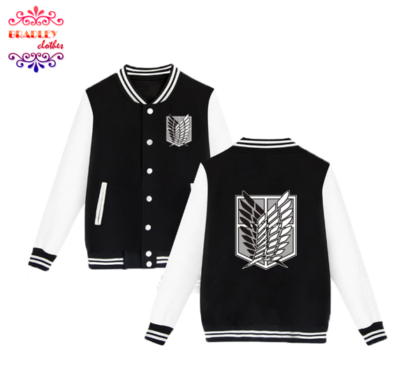 Bradley Jacket Baseball Style Anime of Shingeki No Kyojin (Black)