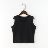 7 Color Round Neck T Shirt Women Sexy Sleeveless High Waist Crop Top Cotton Red Tee Tops T Shirt Female Streetwear chemise femme