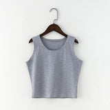 7 Color Round Neck T Shirt Women Sexy Sleeveless High Waist Crop Top Cotton Red Tee Tops T Shirt Female Streetwear chemise femme