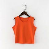 7 Color Round Neck T Shirt Women Sexy Sleeveless High Waist Crop Top Cotton Red Tee Tops T Shirt Female Streetwear chemise femme