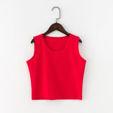7 Color Round Neck T Shirt Women Sexy Sleeveless High Waist Crop Top Cotton Red Tee Tops T Shirt Female Streetwear chemise femme
