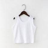 7 Color Round Neck T Shirt Women Sexy Sleeveless High Waist Crop Top Cotton Red Tee Tops T Shirt Female Streetwear chemise femme