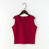 7 Color Round Neck T Shirt Women Sexy Sleeveless High Waist Crop Top Cotton Red Tee Tops T Shirt Female Streetwear chemise femme