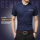 2018 New Arrival Brand Men's Summer Business Shirt Short Sleeves Turn-down Collar Tuxedo Shirt Shirt Men Shirts Big Size 5XL