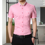 2018 New Arrival Brand Men's Summer Business Shirt Short Sleeves Turn-down Collar Tuxedo Shirt Shirt Men Shirts Big Size 5XL