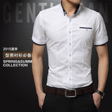 2018 New Arrival Brand Men's Summer Business Shirt Short Sleeves Turn-down Collar Tuxedo Shirt Shirt Men Shirts Big Size 5XL