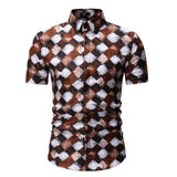 M-3XL New Summer Fashion Mens Shirt Slim Fit Short Sleeve Floral Shirt Mens Clothing Trend Plus Size Mens Casual Flower Shirts