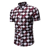 M-3XL New Summer Fashion Mens Shirt Slim Fit Short Sleeve Floral Shirt Mens Clothing Trend Plus Size Mens Casual Flower Shirts