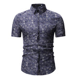 M-3XL New Summer Fashion Mens Shirt Slim Fit Short Sleeve Floral Shirt Mens Clothing Trend Plus Size Mens Casual Flower Shirts