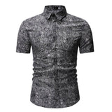 M-3XL New Summer Fashion Mens Shirt Slim Fit Short Sleeve Floral Shirt Mens Clothing Trend Plus Size Mens Casual Flower Shirts