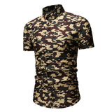 M-3XL New Summer Fashion Mens Shirt Slim Fit Short Sleeve Floral Shirt Mens Clothing Trend Plus Size Mens Casual Flower Shirts