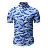 M-3XL New Summer Fashion Mens Shirt Slim Fit Short Sleeve Floral Shirt Mens Clothing Trend Plus Size Mens Casual Flower Shirts