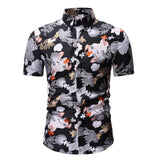 M-3XL New Summer Fashion Mens Shirt Slim Fit Short Sleeve Floral Shirt Mens Clothing Trend Plus Size Mens Casual Flower Shirts