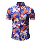 M-3XL New Summer Fashion Mens Shirt Slim Fit Short Sleeve Floral Shirt Mens Clothing Trend Plus Size Mens Casual Flower Shirts