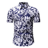 M-3XL New Summer Fashion Mens Shirt Slim Fit Short Sleeve Floral Shirt Mens Clothing Trend Plus Size Mens Casual Flower Shirts