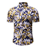 M-3XL New Summer Fashion Mens Shirt Slim Fit Short Sleeve Floral Shirt Mens Clothing Trend Plus Size Mens Casual Flower Shirts