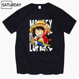 Men's One Piece Luffy Harajuku Funny Cotton T Shirts Unisex Summer Cotton Workout Tshirts Anime Tops Boyfriend Gift