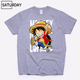 Men's One Piece Luffy Harajuku Funny Cotton T Shirts Unisex Summer Cotton Workout Tshirts Anime Tops Boyfriend Gift