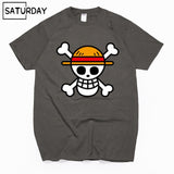 Men's One Piece Luffy Harajuku Funny Cotton T Shirts Unisex Summer Cotton Workout Tshirts Anime Tops Boyfriend Gift