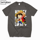 Men's One Piece Luffy Harajuku Funny Cotton T Shirts Unisex Summer Cotton Workout Tshirts Anime Tops Boyfriend Gift