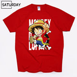Men's One Piece Luffy Harajuku Funny Cotton T Shirts Unisex Summer Cotton Workout Tshirts Anime Tops Boyfriend Gift