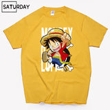 Men's One Piece Luffy Harajuku Funny Cotton T Shirts Unisex Summer Cotton Workout Tshirts Anime Tops Boyfriend Gift