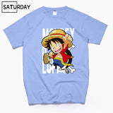 Men's One Piece Luffy Harajuku Funny Cotton T Shirts Unisex Summer Cotton Workout Tshirts Anime Tops Boyfriend Gift