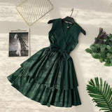 Marwin 2019 New-Coming Women Summer Spaghetti Strap V-Neck Empire Sleeveless Knee-length Dresses High Street Party Holiday Style