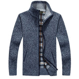 Men's Sweaters Autumn Winter Warm Thick Velvet Sweater Jackets Cardigan Coats Male Clothing Casual Knitwear US Size XS-XL DA021